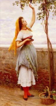 印象派 Painting - ブドウ狩りのウジェーヌ・ド・ブラース 美しい女性